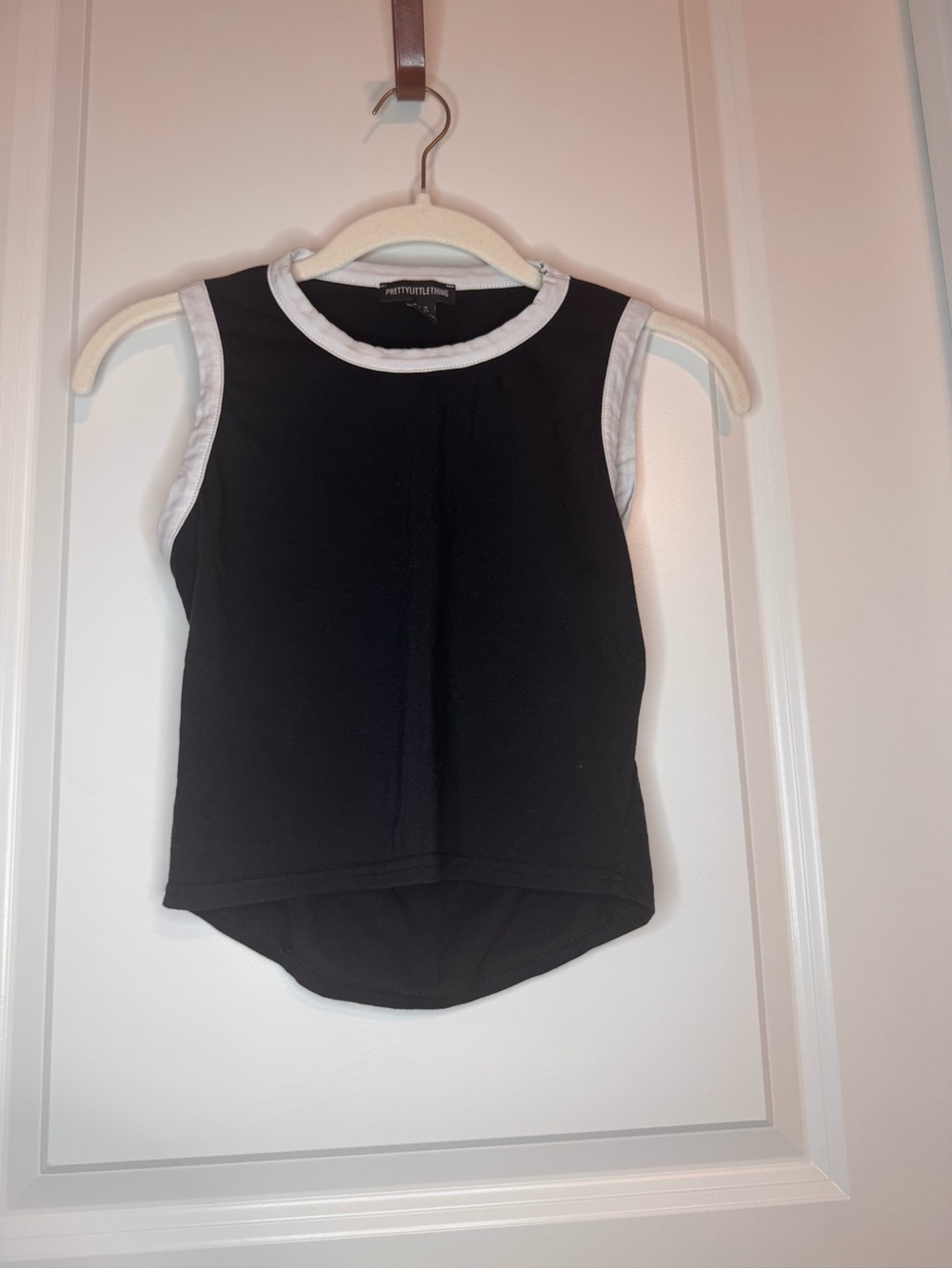 PrettyLittleThing Black Tank with White Trim Accents